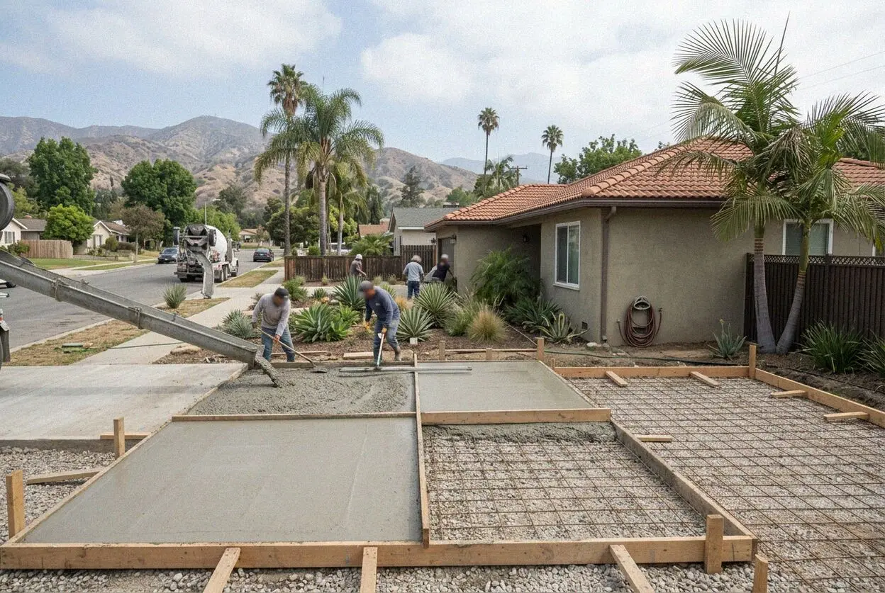 Finishing a residential concrete driveway in South Monrovia Island