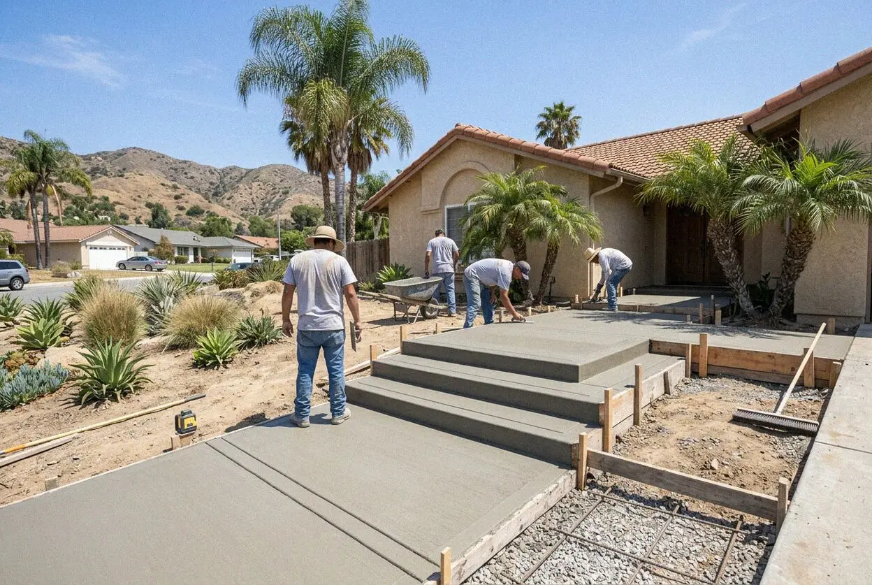 Forming new concrete entry steps at a residential home in West Covina