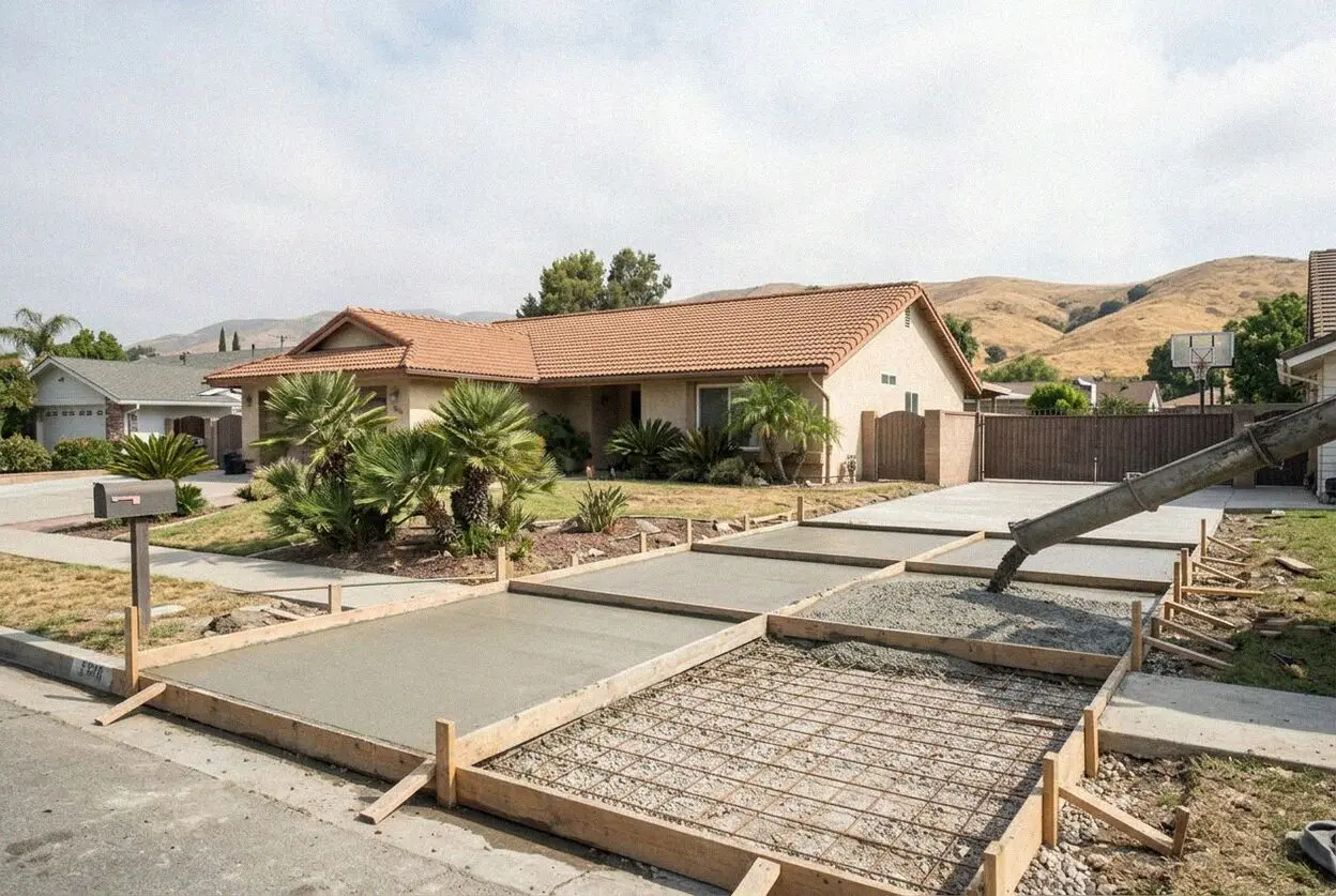 Citrus West Covina Concrete crew finishing a slab in Walnut