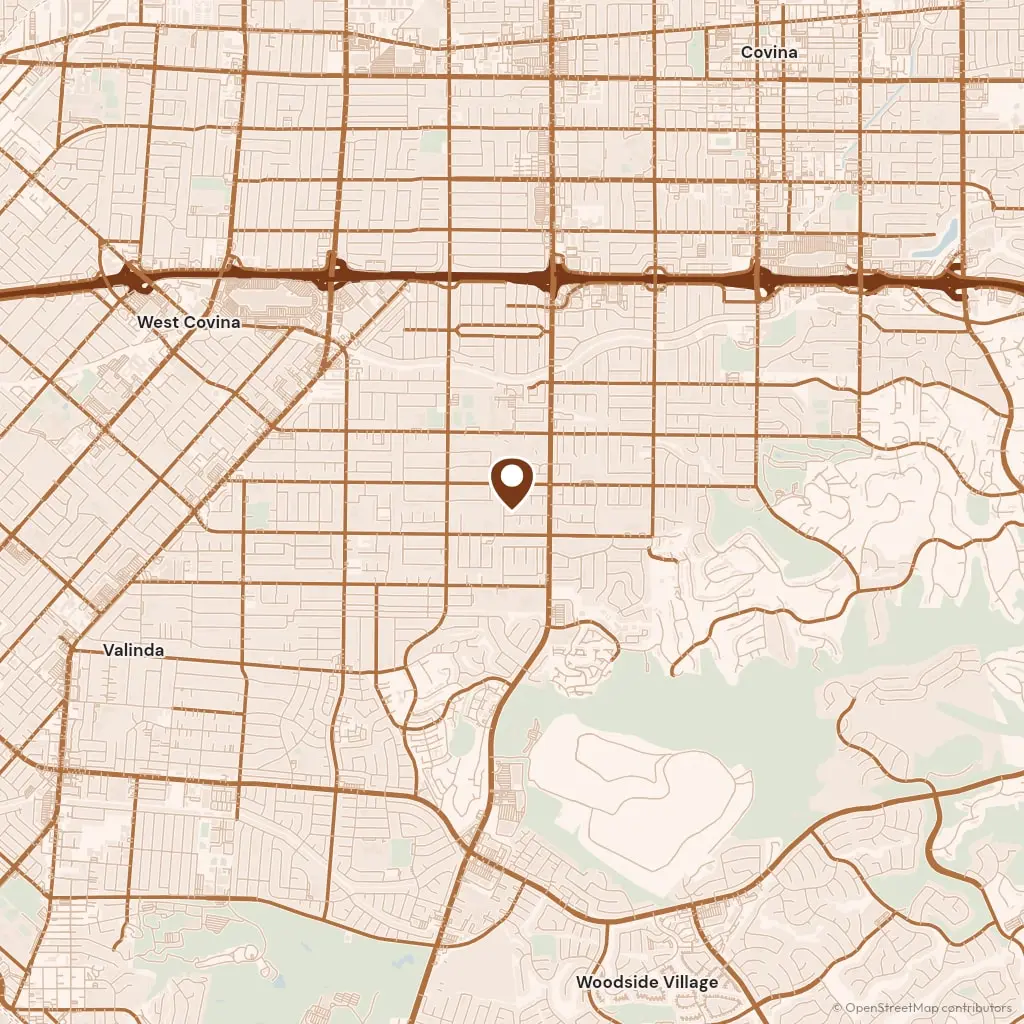 Map showing the office on South Azusa Avenue in West Covina