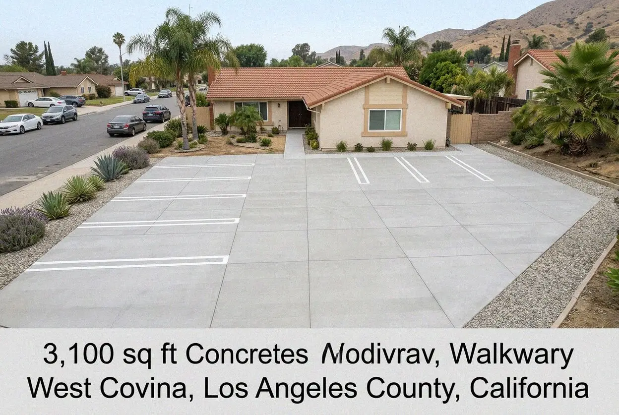Concrete parking lot poured at a business on Azusa Avenue, West Covina